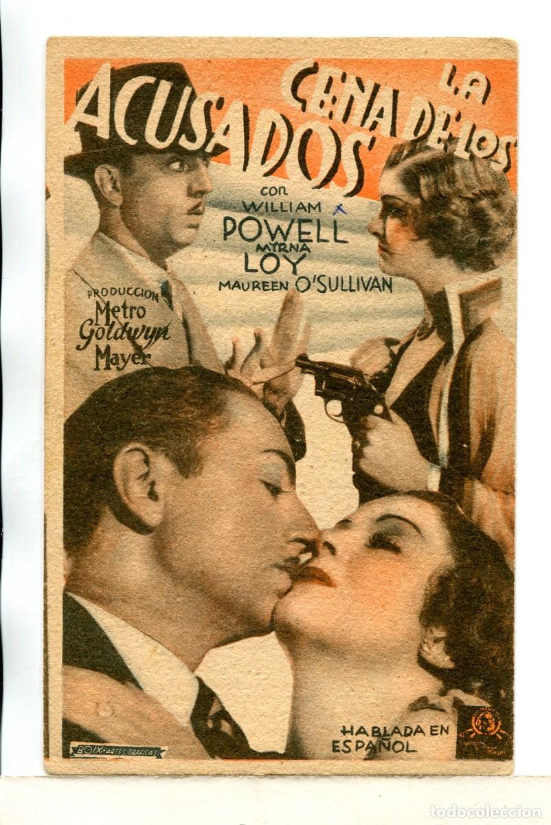  Flyers Publicitaires de films Anciens: LA CENA DE LOS ACUSADOS, con Myrna Loy.