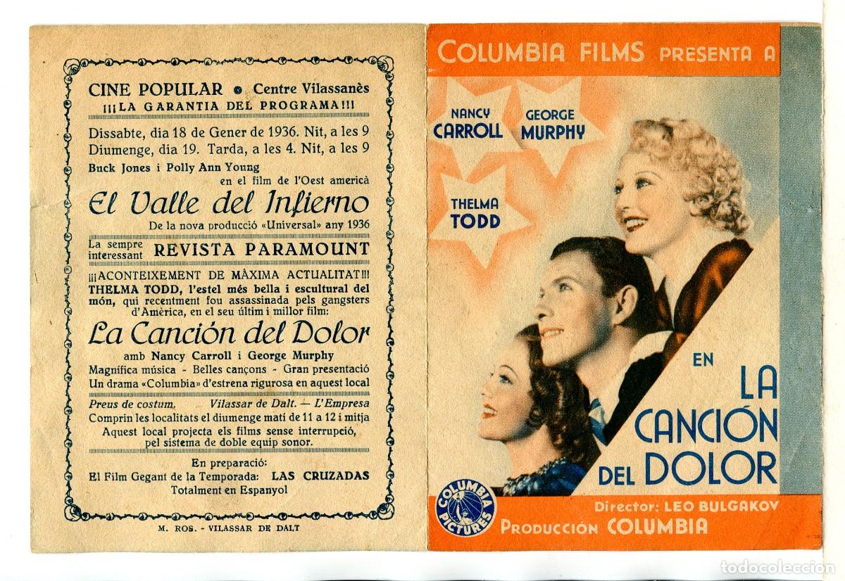 Cine: LA CANCI&Oacute;N DEL DOLOR, con Nancy Carroll. - Foto 1