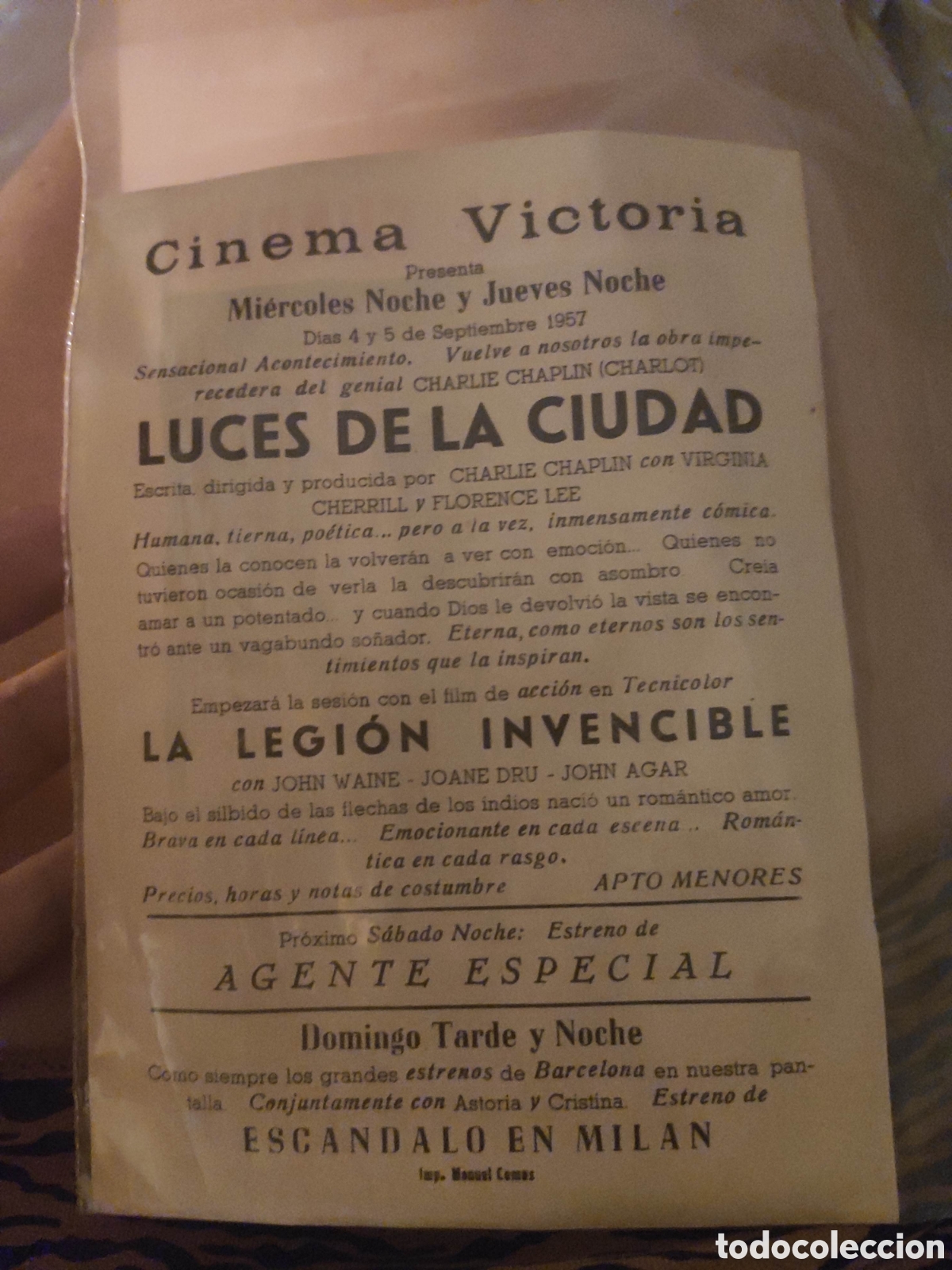 Cine: Folleto Charlie Chaplin 1957 - Foto 2