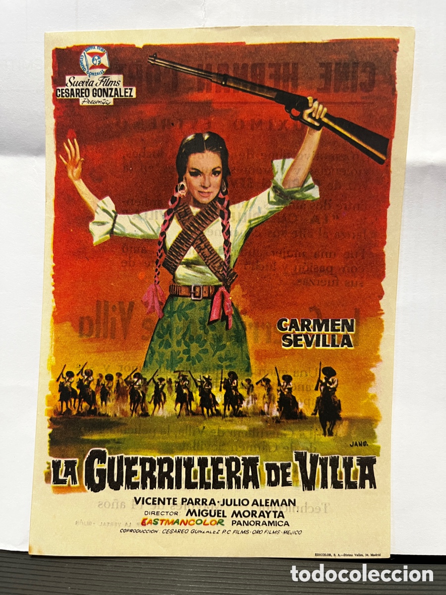  Flyers Publicitaires de films Anciens: LA GUERRILLERA DE VILLA. Cine Hern&aacute;n Cort&eacute;s. Gijon