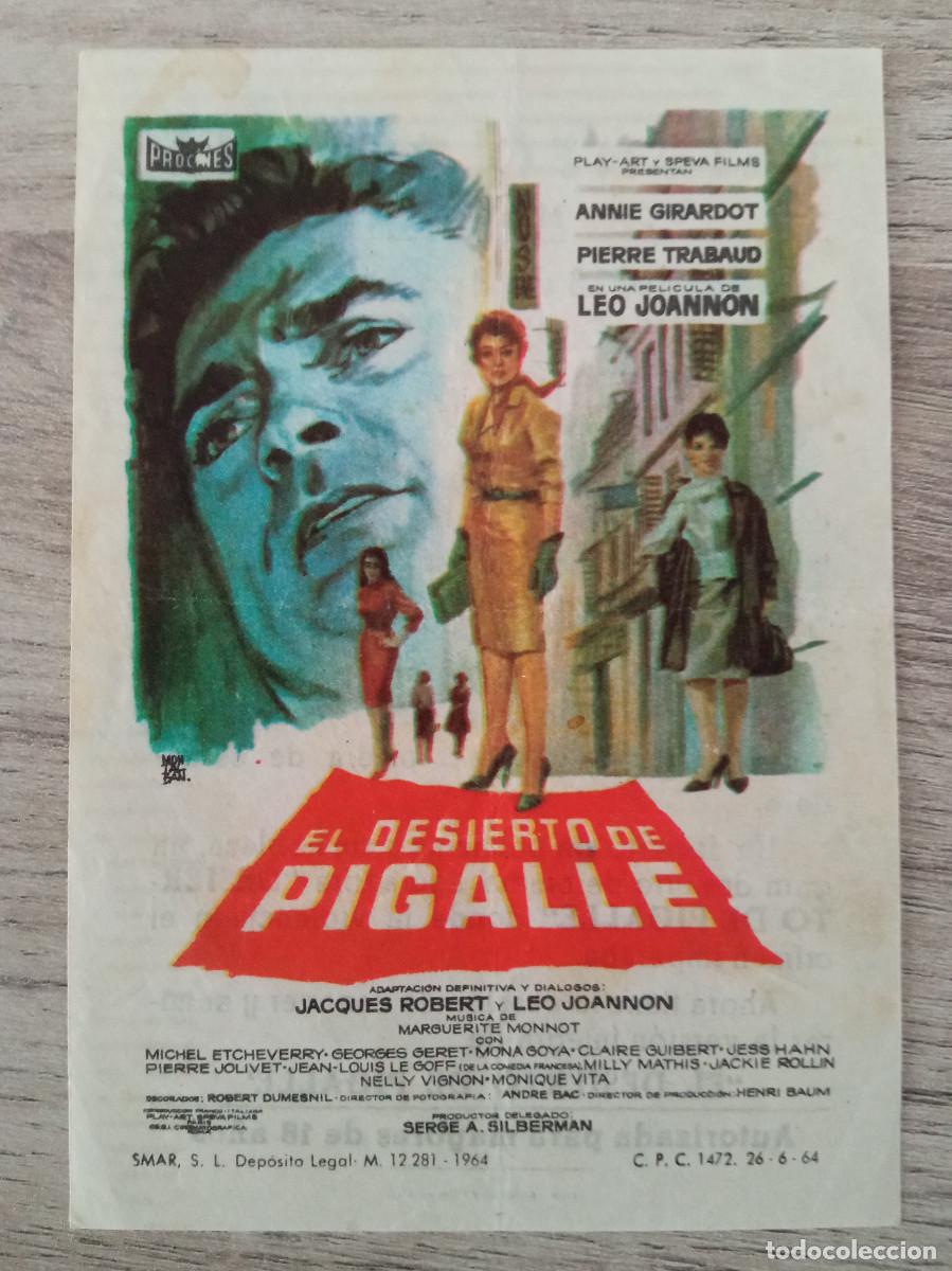 Folhetos de m&atilde;o de filmes antigos de cinema: EL DESIERTO DE PIGALLE, TRIUNFO CINEMA, VIA MARCIALA, UTRERA, 1965