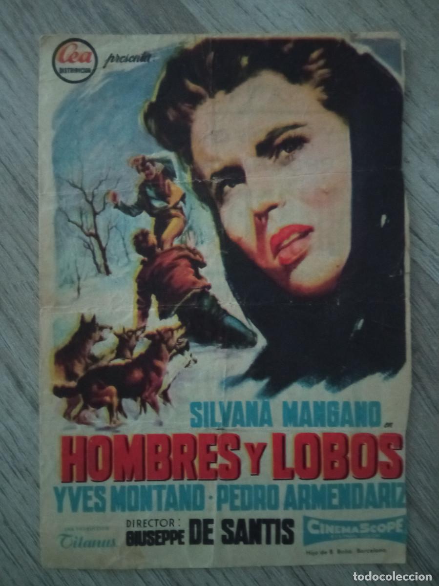 Folhetos de m&atilde;o de filmes antigos de cinema: HOMBRES Y LOBOS, SILVANA MANGANO, CINE SAN FERNANDO