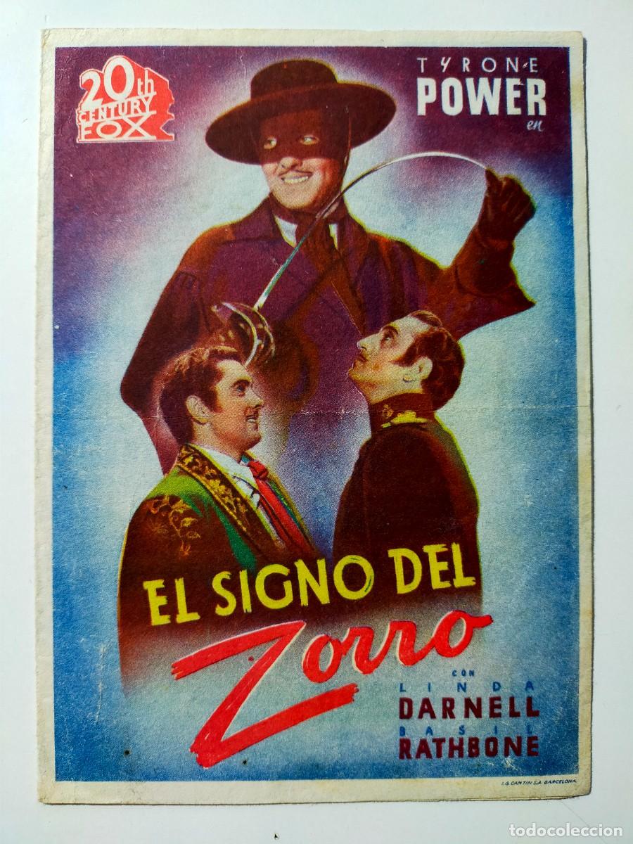  Flyers Publicitaires de films Anciens: PROGRAMA DOBLE ORIG: EL SIGNO DEL ZORRO. Tyrone Power, Linda Darnell - Sin cine impreso.