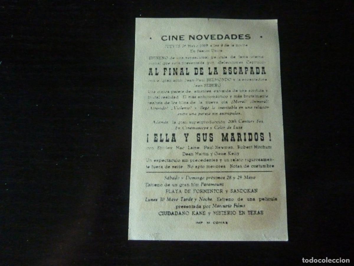 Cine: Folleto de cine Al finalde la escapada con publicidad - Foto 2