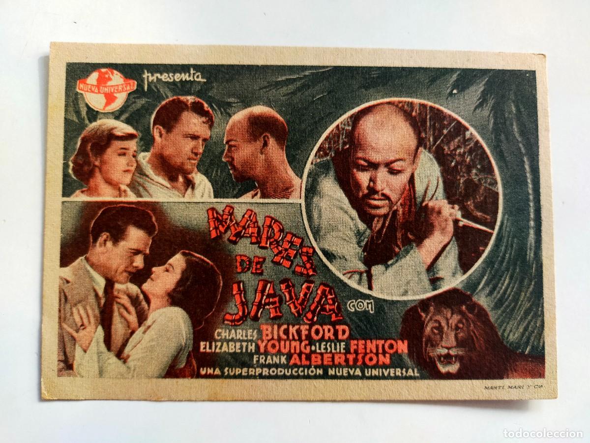 Cine: PROGRAMA TARJETA ORIG: MARES DE JAVA. Charles Bickford, Elizabeth Young - Sin cine impreso. - Foto 1