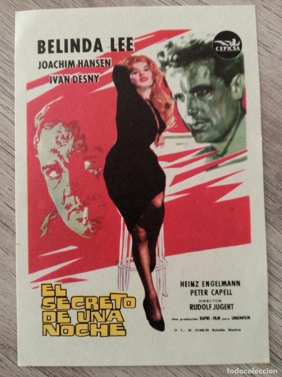 Folhetos de m&atilde;o de filmes antigos de cinema: EL SECRETO DE UNA NOCHE, BELINDA LEE