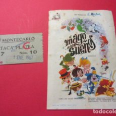 Cine: 1967 - ENTRADA Y FOLLETO MONTECARLO PLATEA - EL MAGO DE LOS SUEÑOS FAMILIA TELERIN
