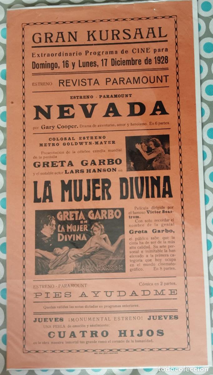 Cine: La mujer divina, Greta Garbo, programa local 1928