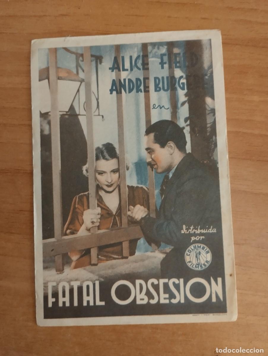 Folhetos de m&atilde;o de filmes antigos de cinema: verde 2PROGRAMA DE CINE --- - FATAL OBSESION