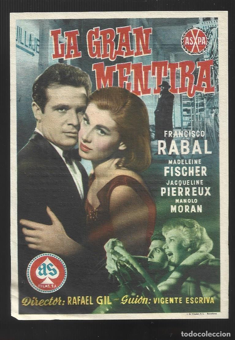 Cine: 1 folleto programa cine a&ntilde;o 1956 la gran mentira - Foto 1