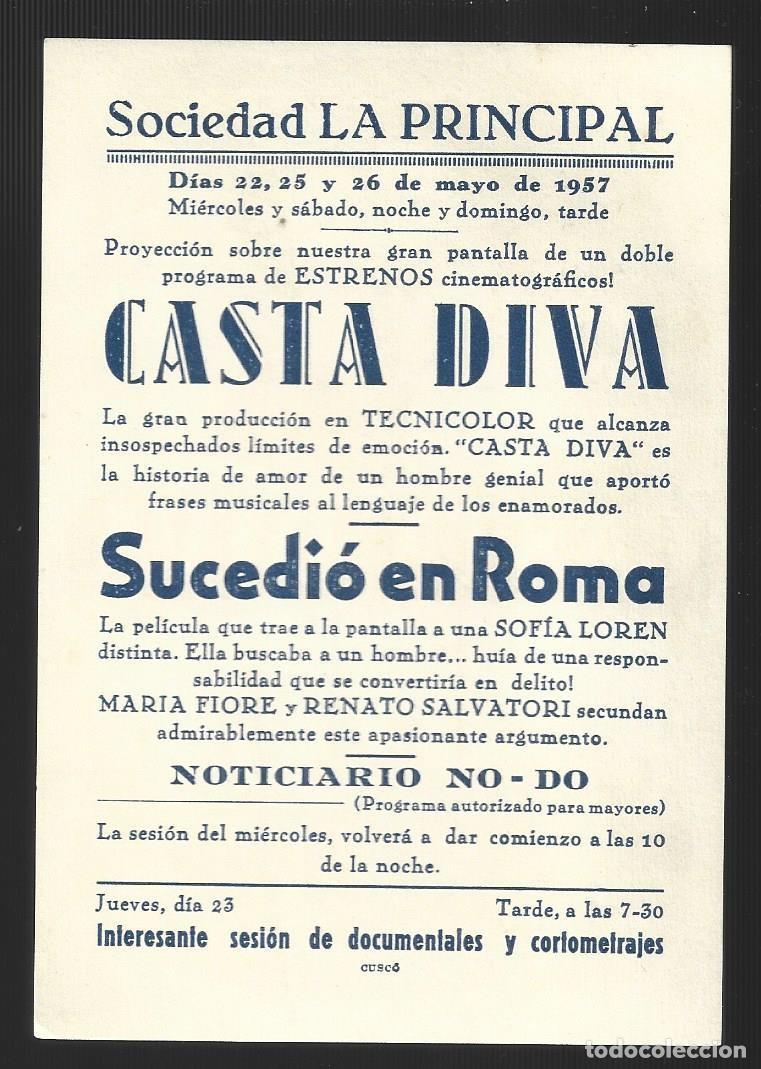 Cine: 1 folleto programa cine a&ntilde;o 1957 costa diva - Foto 2