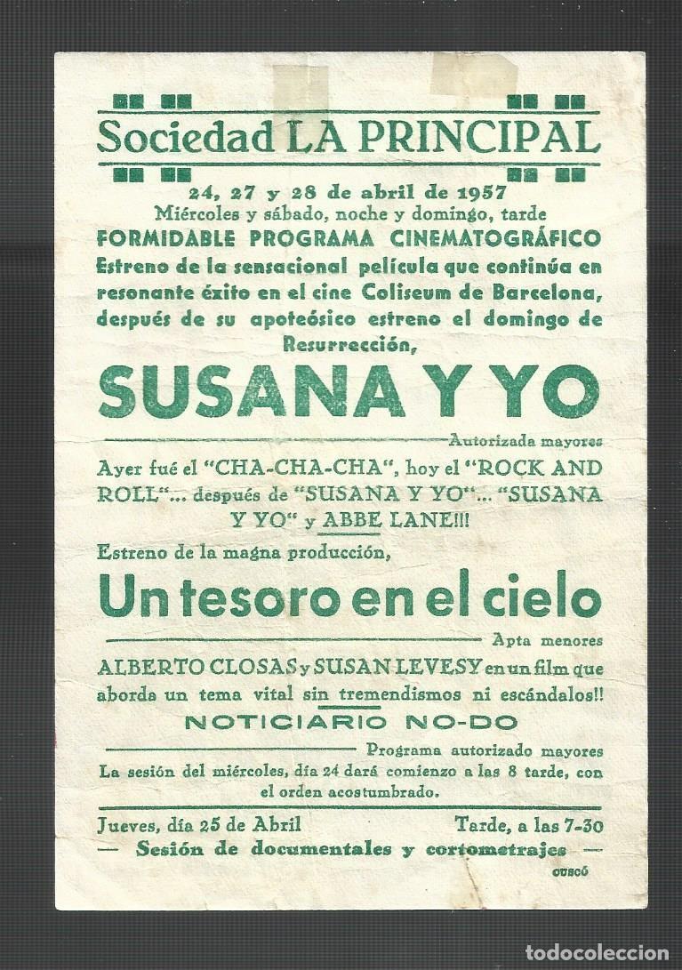 Cine: 1 folleto programa cine a&ntilde;o 1957 SUSANA Y YO - Foto 2