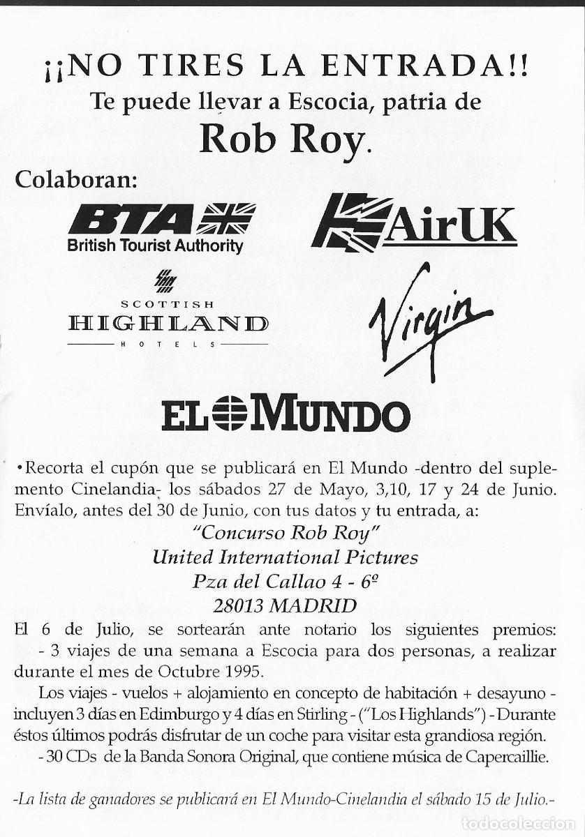 Cine: PG - PROGRAMA DE CINE - ROB ROY - LIAM NEESON, JESSICA LANGE - 1995 - Foto 2