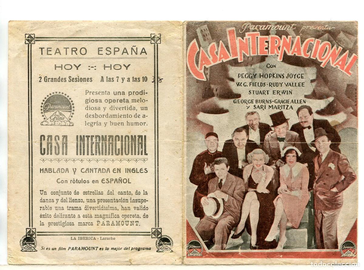  Flyers Publicitaires de films Anciens: CASA INTERNACIONAL, con Peggy Hopkins.