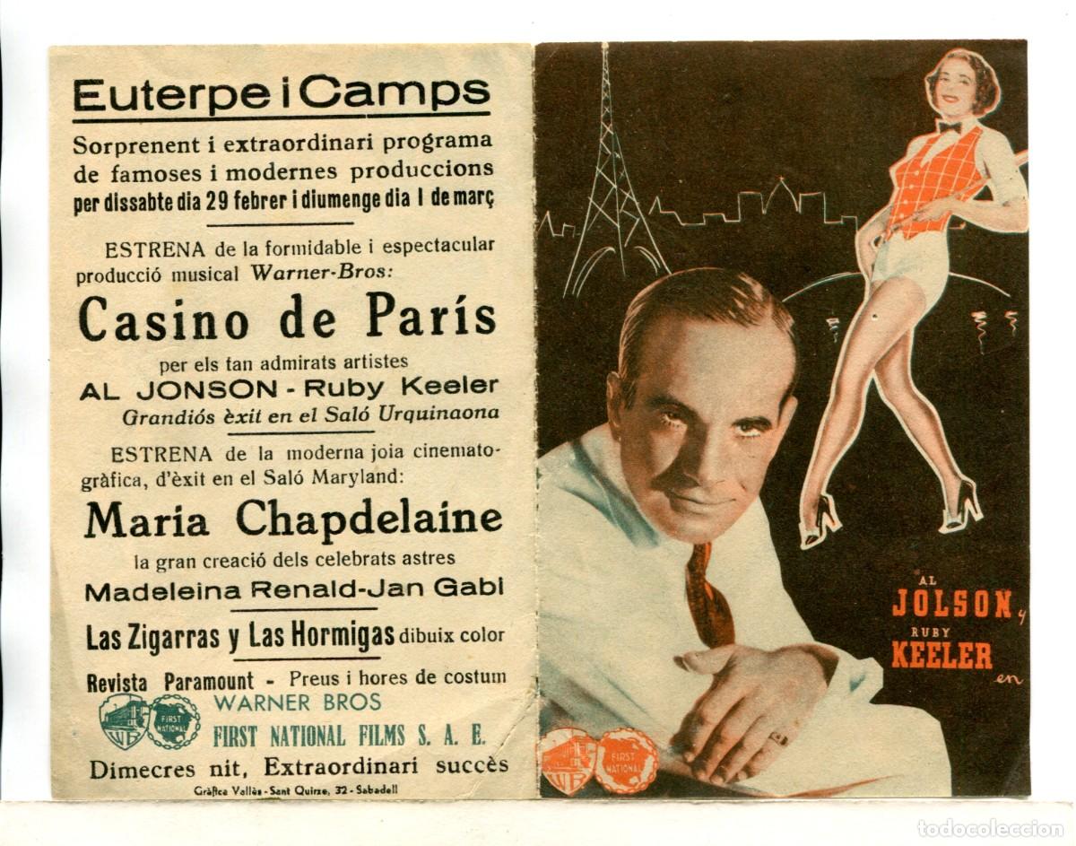 Cine: CASINO DE PARIS, con Al Jolson. - Foto 1
