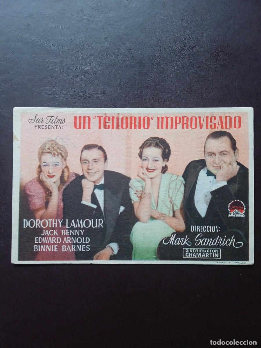 Folhetos de m&atilde;o de filmes antigos de cinema: Un tenorio improvisado con publicidad Grupo Escolar Carmen Ben&iacute;tez Jerez