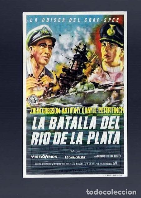Folhetos de m&atilde;o de filmes antigos de cinema: *LA BATALLA DEL RIO DE LA PLATA* - DORSO: PUBLICIDAD CINE GOYA - ZARAGOZA - PETER FINCH