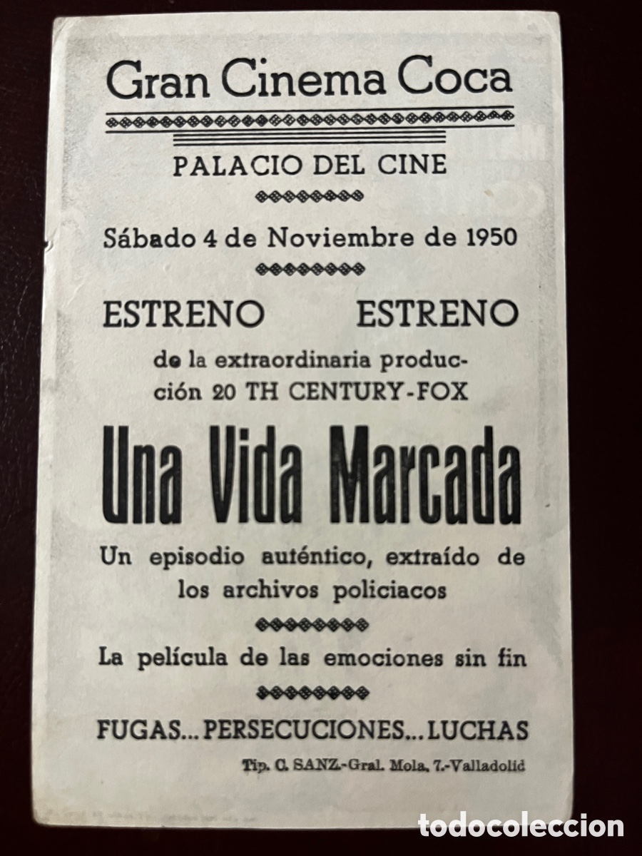 Cine: Programa de cine. Original. UNA VIDA MARCADA. - Foto 2