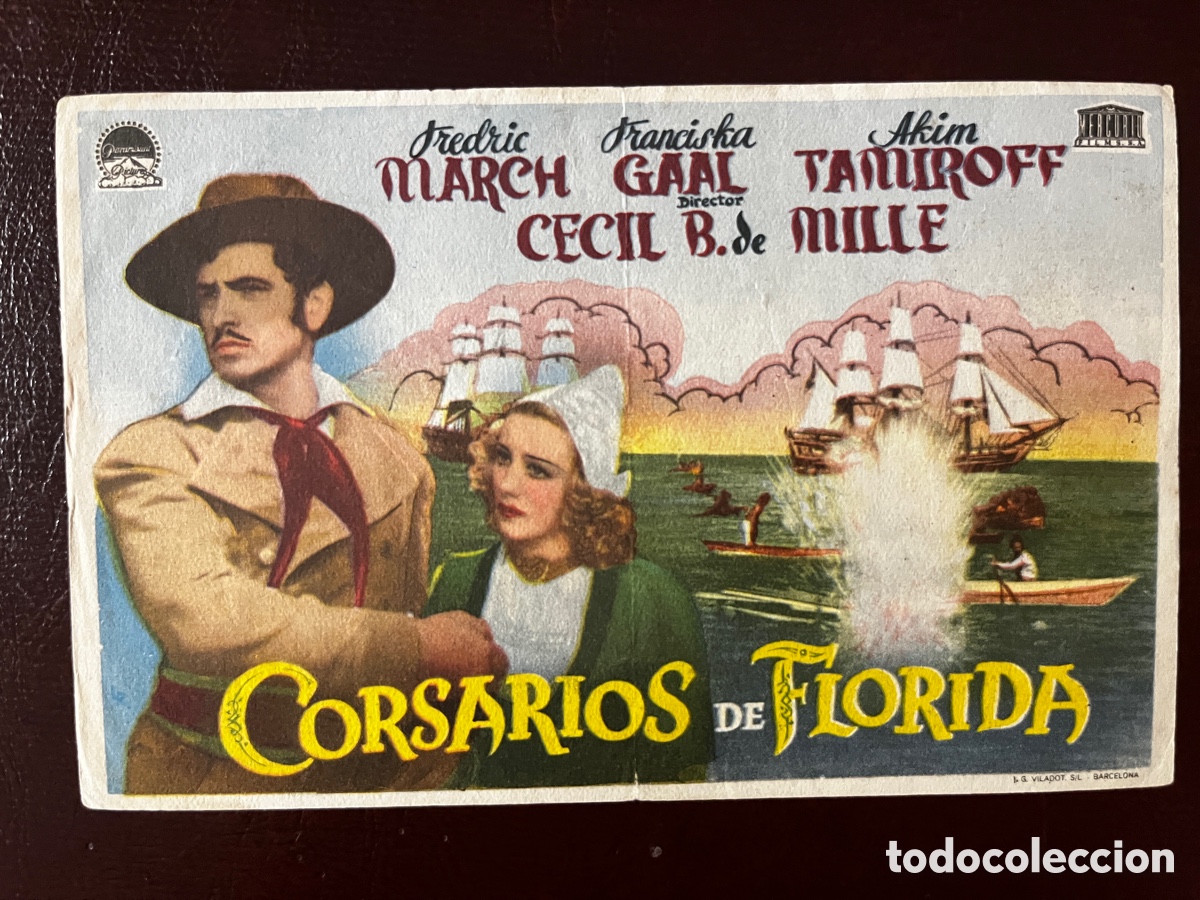 Cine: Programa de cine. Original. CORSARIOS DE FLORIDA. C/P - Foto 1