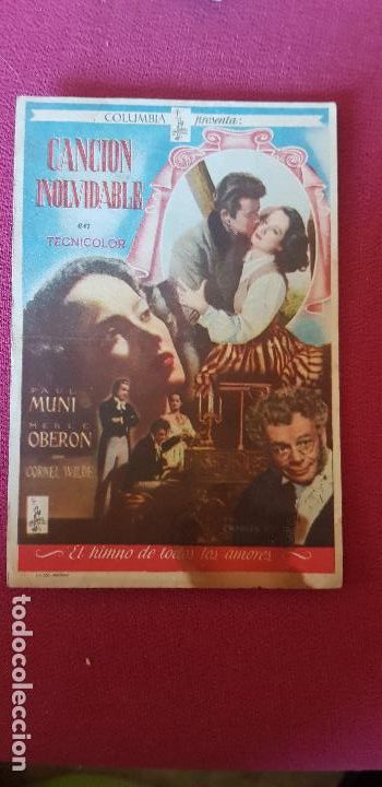 Cine: CANCION INOLVIDABLE ,CINE REX , 1949, CASTELLON