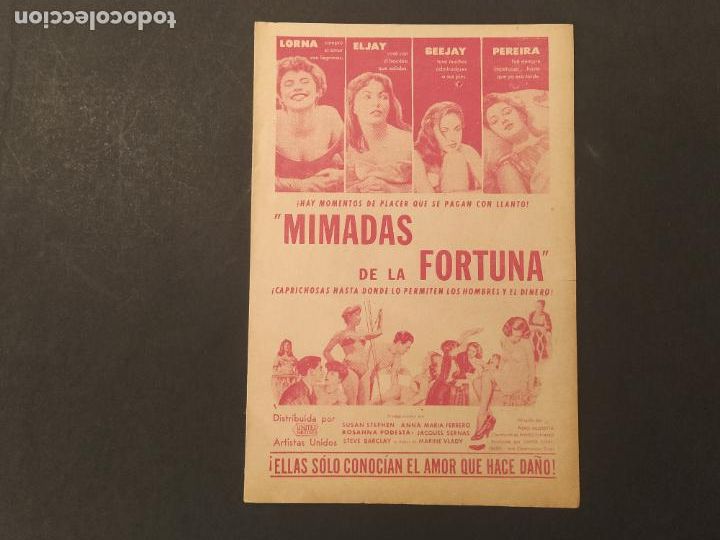 Cine: MIMADAS DE LA FORTUNA-A&Ntilde;O 1954-PROGRAMA DE CINE-HABANA-VER FOTOS-(K-11.435)