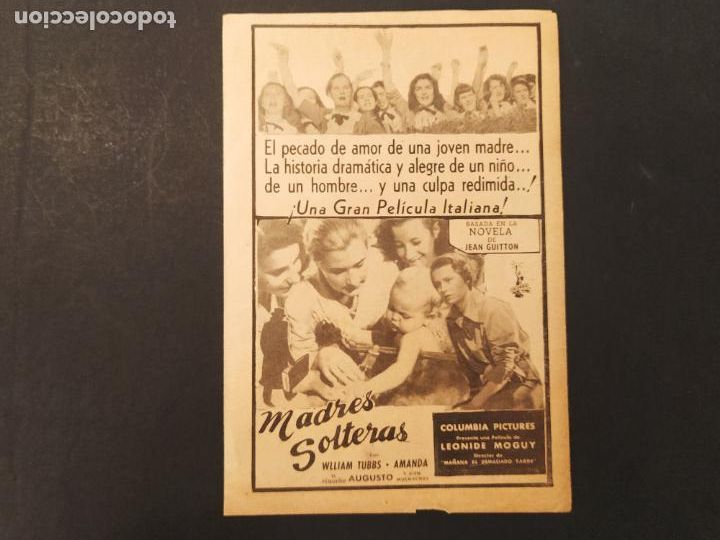 Cine: MADRES SOLTERAS-A&Ntilde;O 1953-PROGRAMA DE CINE-HABANA-VER FOTOS-(K-11.461)