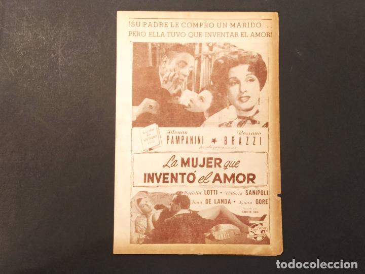 Cine: LA MUJER QUE INVENTO EL AMOR-PAMPANINI-BRAZZI-A&Ntilde;O 1953-PROGRAMA DE CINE-HABANA-VER FOTOS-(K-11.463)