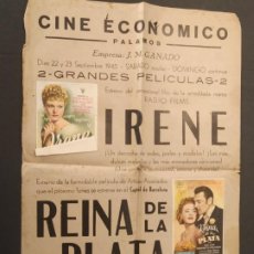 Cine: PALAMOS-CINE ECONOMICO-IRENE-REINA DE LA PALTA-AÑO 1945-CARTEL PROGRAMA DE CINE-VER FOTOS-(K-11.466)