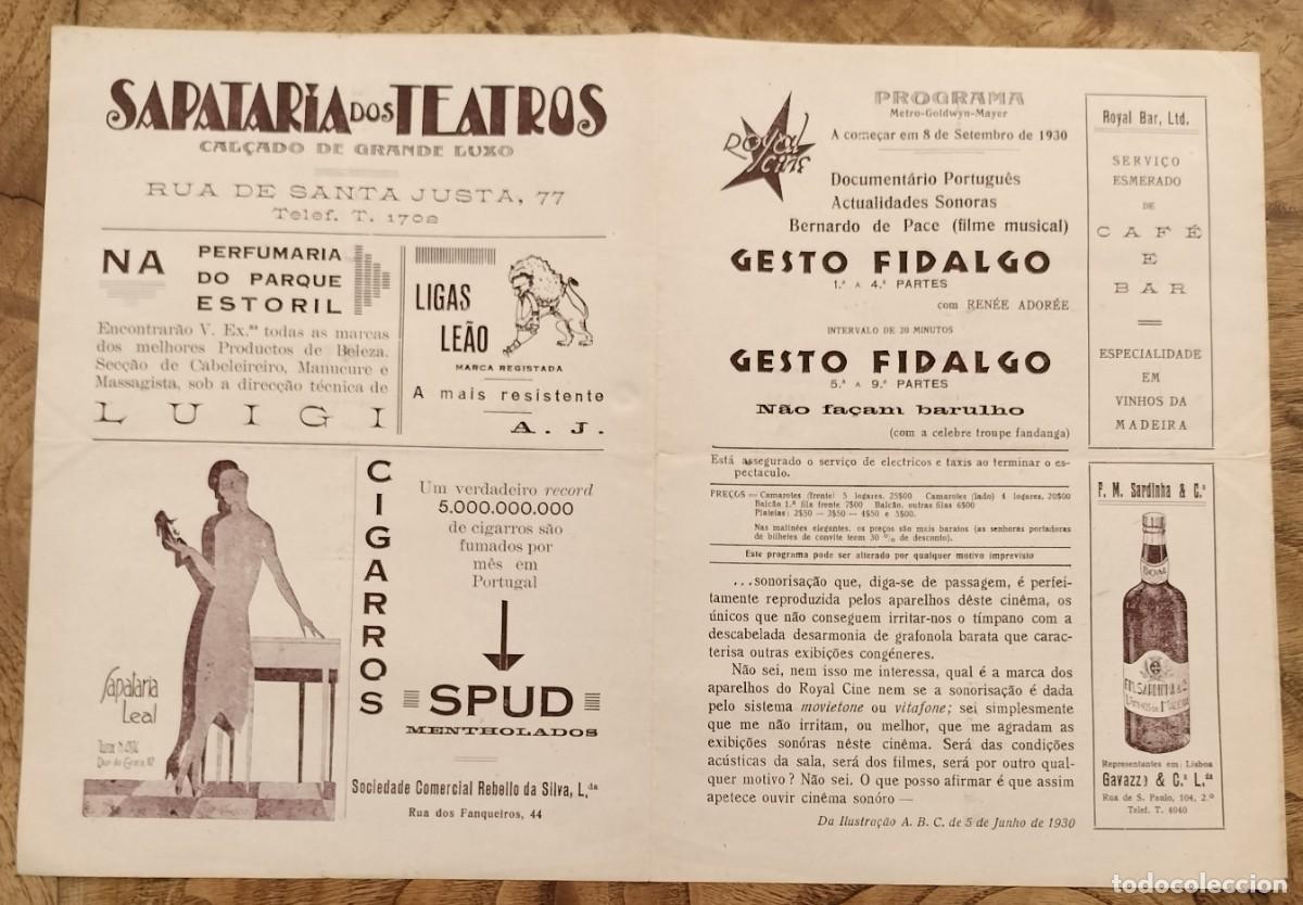Cine: Programa - Cine Royal de Lisboa - 8 Septiembre 1930. - Foto 4