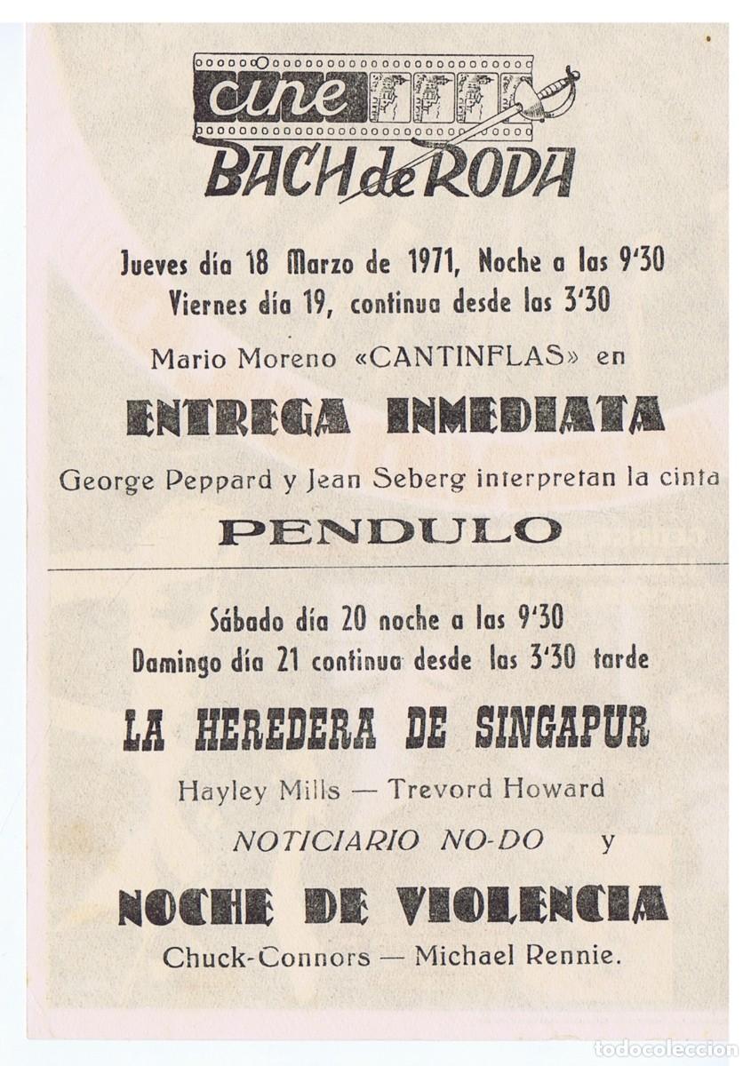 Cine: PENDULO CINE BACH DE RODA DE TER 18 MARZO 1971 - Foto 2