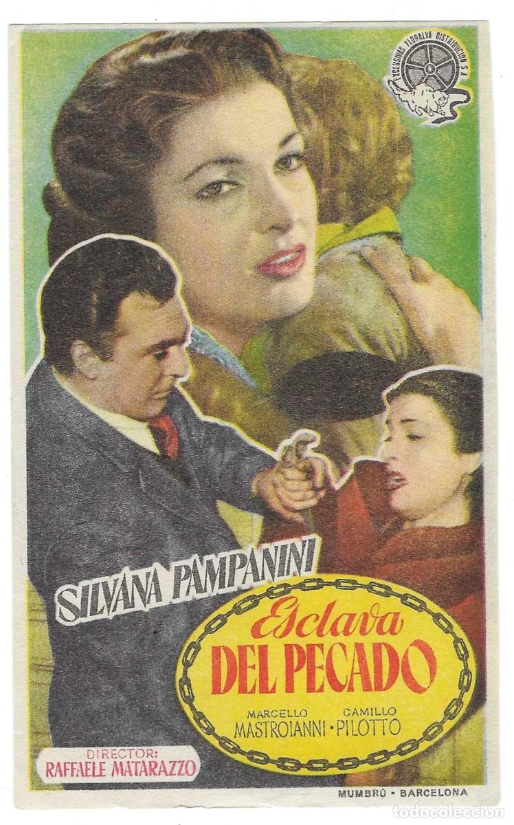  Foglietti di film di film antichi di cinema: Programa Cine. Esclava del pecado. Silvana Pampanini. 19-1746