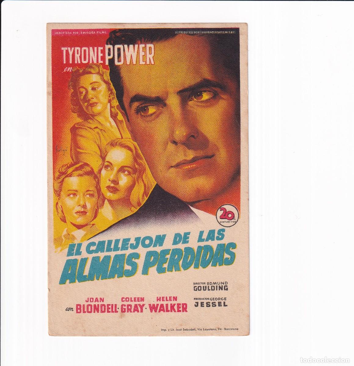 Cine: EL CALLEJON DE LAS ALMAS PERDIDAS .- TYRANO POWER - Foto 1