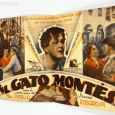 Foglietti di film di film antichi di cinema: FOLLETO DE CINE DOBLE CON PUBLICIDAD EL GATO MONTES