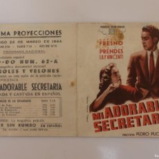 Foglietti di film di film antichi di cinema: ANTIGUO FOLLETO PROGRAMA CINE DE MANO - MI ADORABLE SECRETARIA - ORIGINAL OBJETO DE COLECCION