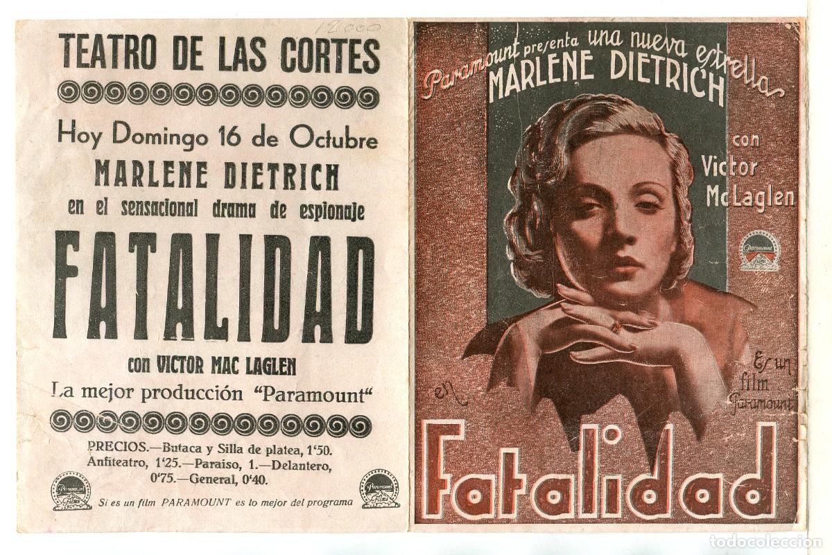Cine: FATALIDAD, con Marlene Dietrich. - Foto 1