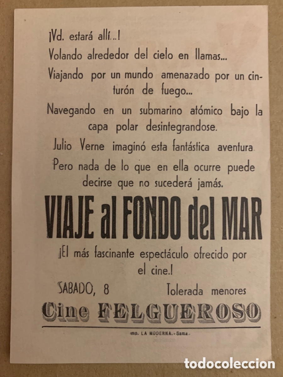 Cine: Viaje al fondo Del Mar - Programa de mano - Foto 2