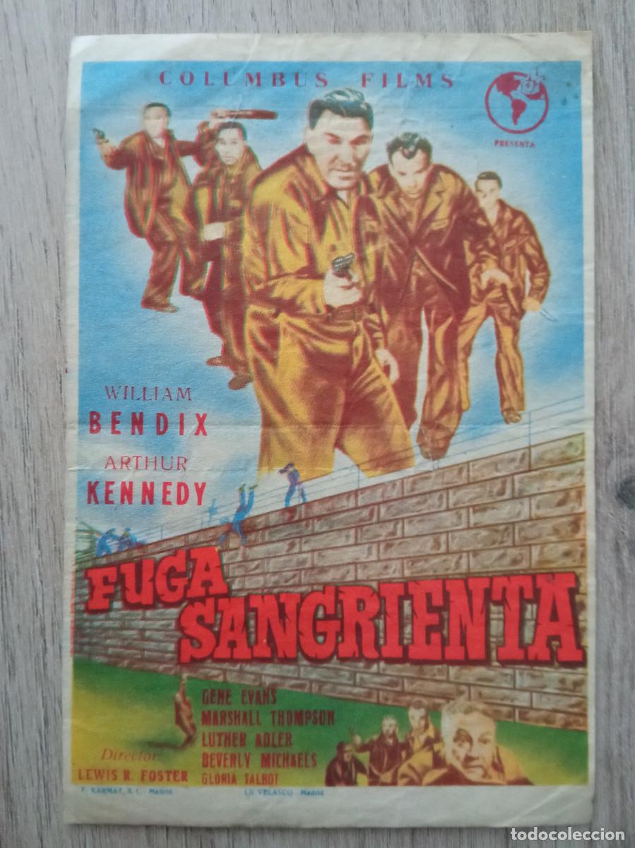 Cine: FUGA SANGRIENTA, WILLIAM BENDIX, CINE SIL, PONFERRADA, LEON, 1958 - Foto 1
