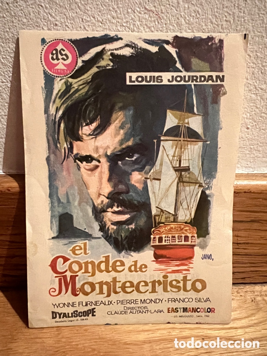  Flyers Publicitaires de films Anciens: el Conde de Montecristo Louis Jourdan