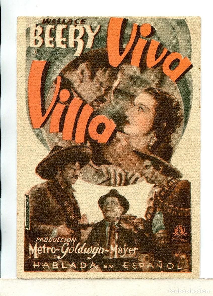 Folhetos de m&atilde;o de filmes antigos de cinema: VIVA VILLA, con Wallace Beery.