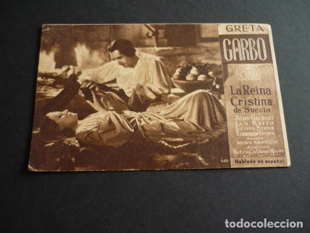 Folhetos de m&atilde;o de filmes antigos de cinema: LA REINA CRISTINA DE SUECIA CINE ARENALES PUBLICIDAD PROGRAMA DE CINE