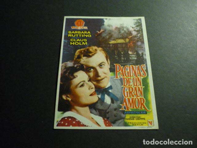 Cine: PAGINAS DE UN GRAN AMOR PROGRAMA DE MANO SIN PUBLICIDAD - Foto 1