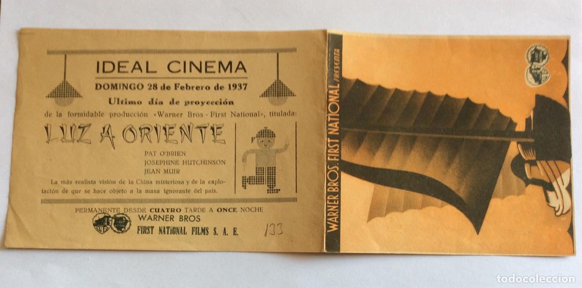 Kino: PROGRAMA DOBLE CON CINE IMPRESO IDEAL 1937 GUERRA CIVIL LUZ A ORIENTE PAT O&rsquo;BRIEN