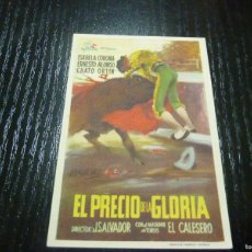 Cine: FOLLETO DE CINE EL PRECIO DE LA GLORIA CON PUBLICIDAD