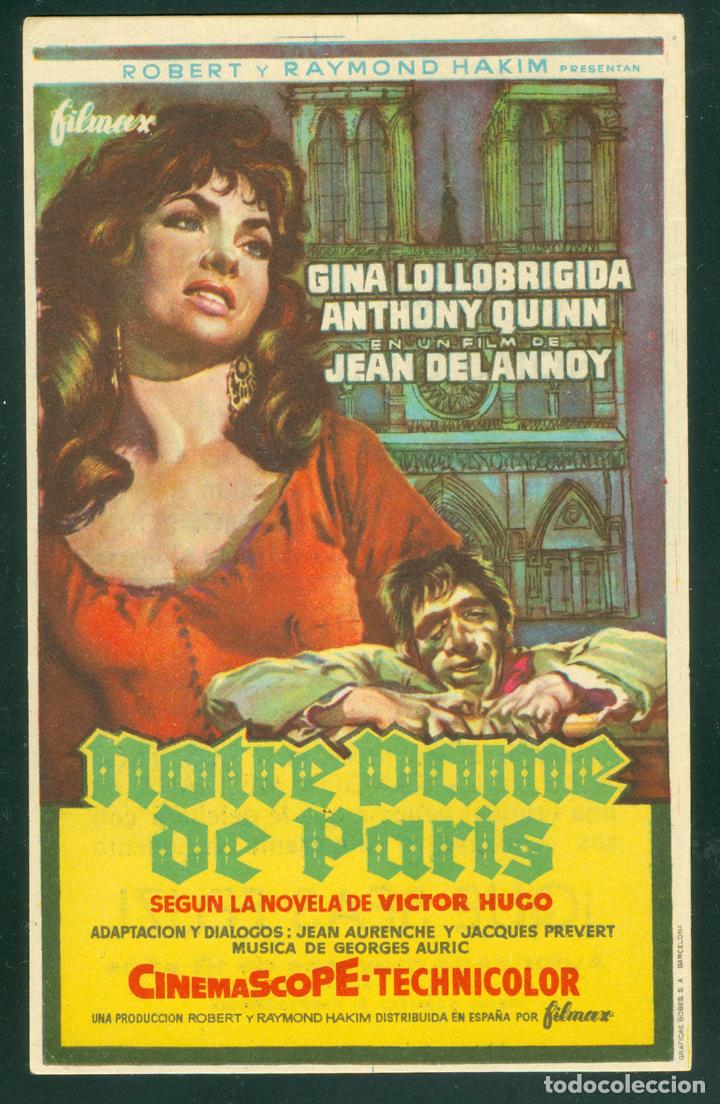 Kino: PROGRAMA Notre dame de par&iacute;s - gina lollobrigida anthony quinn director jean delannoy CON PUBLICIDAD