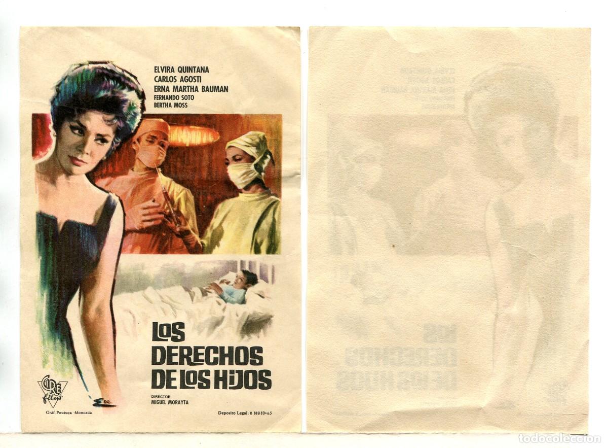 Folhetos de m&atilde;o de filmes antigos de cinema: LOS DERECHOS DE LOS HIJOS, con Elvira Quintana.