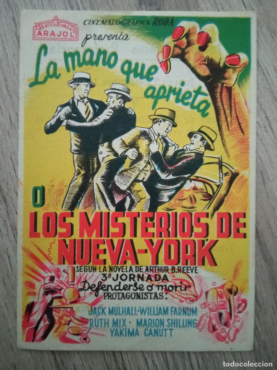 Folhetos de m&atilde;o de filmes antigos de cinema: LA MANO QUE APRIETA, ARAJOL, IDEAL CINEMA, VITORIA, 1946
