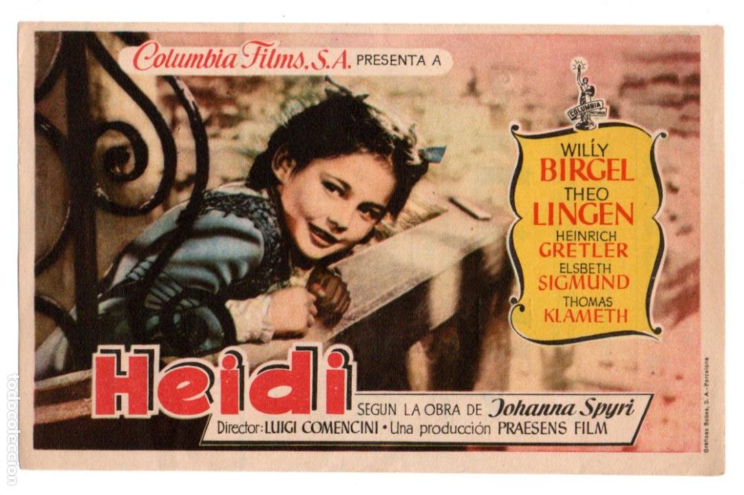Cine: HEIDI - WILLY BIRGEL, THEO LINGEN, HEINRICH GRETLER - DIRECTOR LUIGI COMENCINI - CINE DORADO