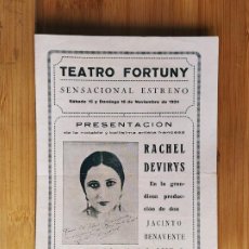Cine: PARA TODA LA VIDA -RACHEL DEVIRYS- TEATRO FORTUNY -AÑO 1924 - PROGRAMA DE CINE -VER FOTOS-(K-11.795)