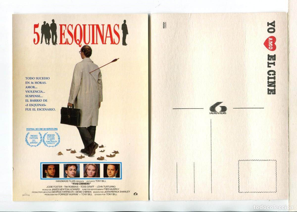  Flyers Publicitaires de films Anciens: 5 ESQUINAS, con Jodie Foster. POSTAL.