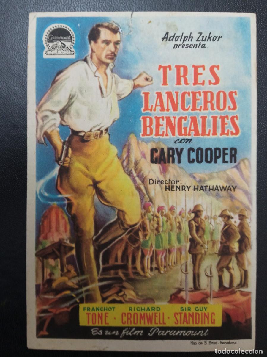 Cine: TRES LANCEROS BENGALIES, GARY COOPER, CINE CONCORDIA DE CABRILS, BARCELONA